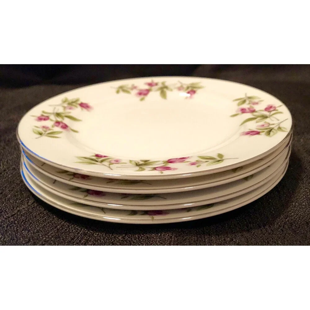 Fine China Dinner Salad Plates by Fine China of Japan 8 Piece Set Pattern FCJ46